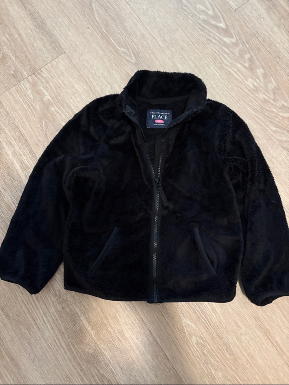 The Children's Place Black Plush Fleece Zip Jacket - Kids